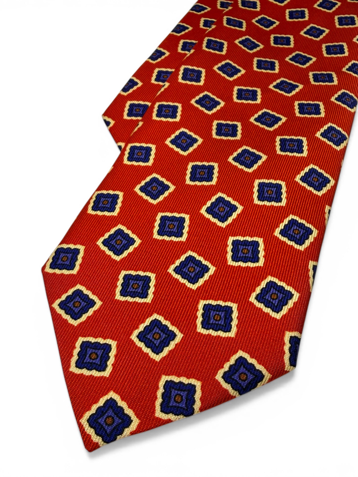 Red-Orange Medallion Madder Silk Tie