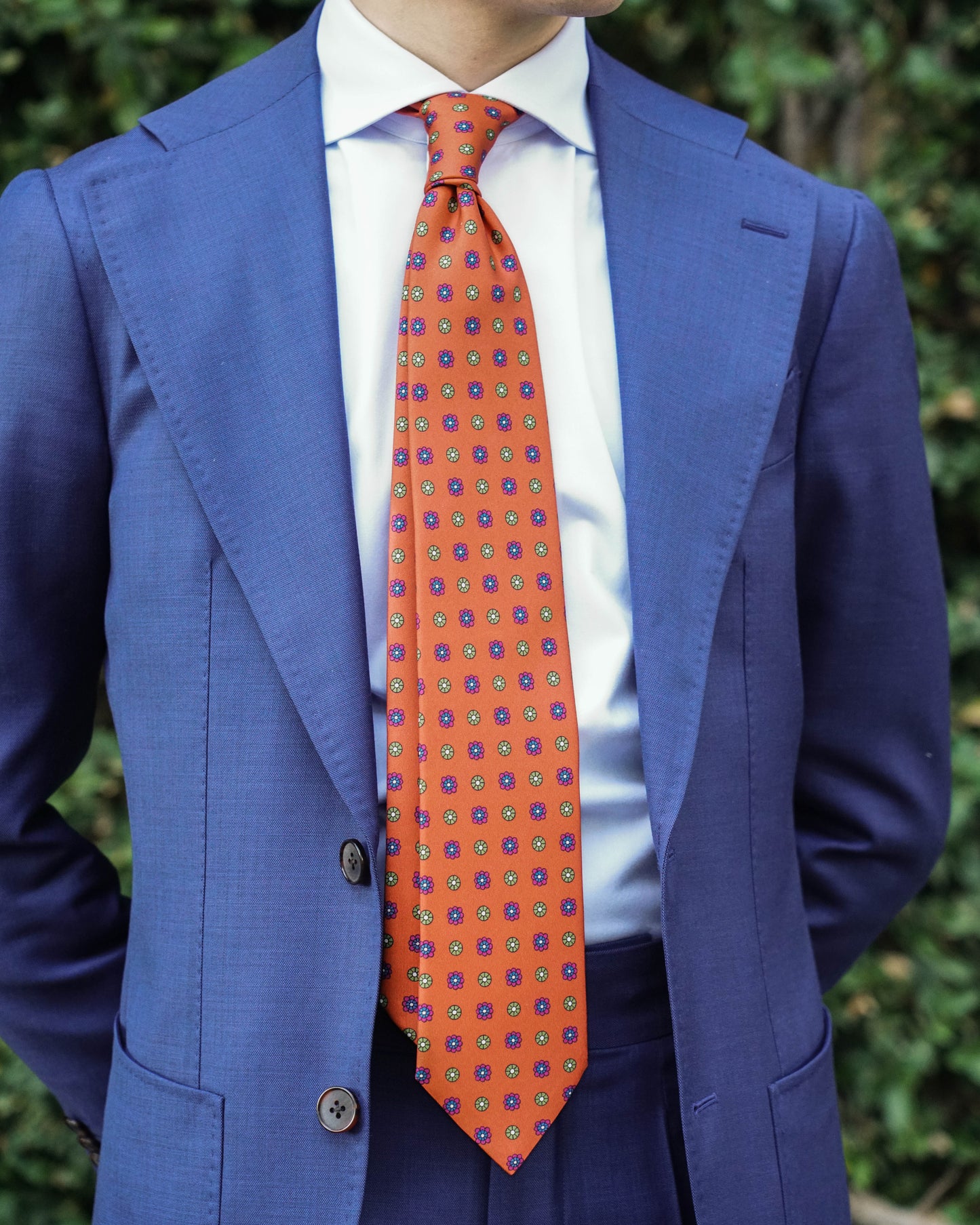 Orange Medallion Silk Tie