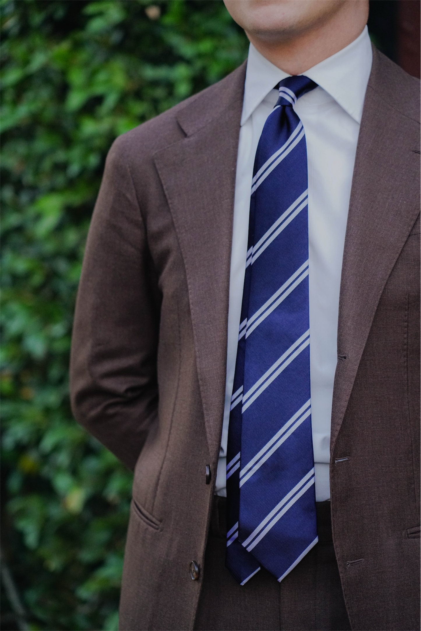 Navy & Grey Stripe Silk Tie