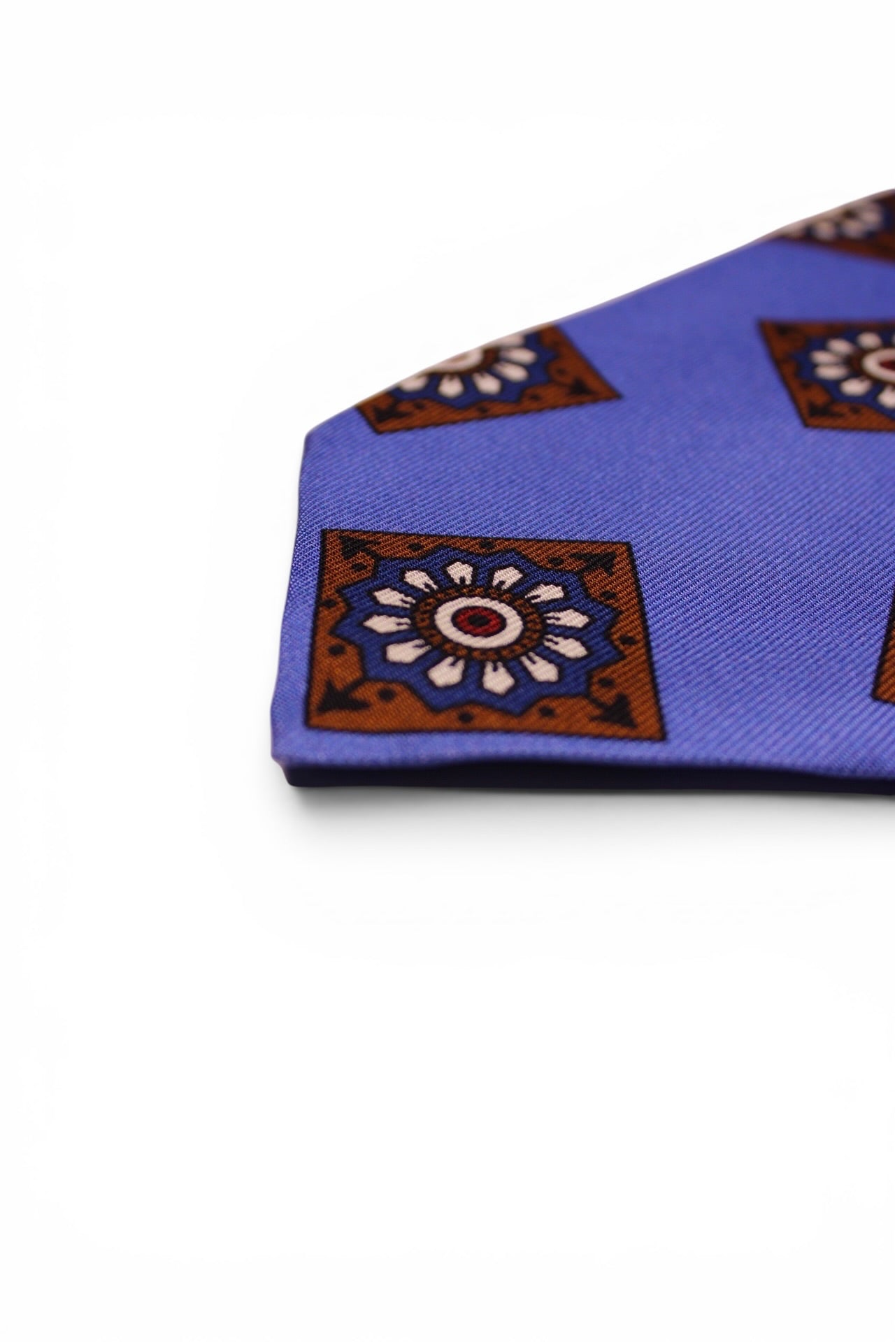 Blue Large Medallion Silk Tie