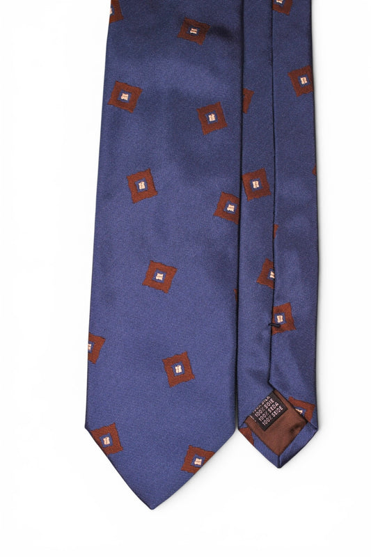 Blue Jacquard Foulard Silk Tie