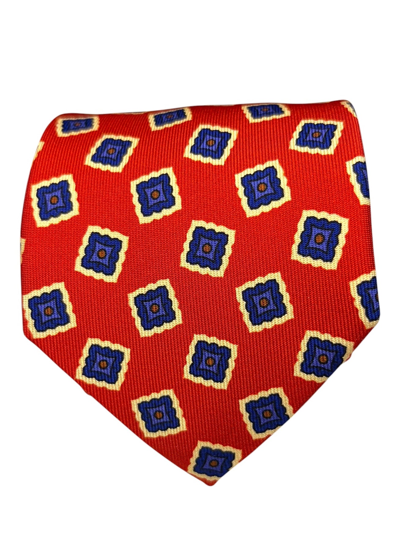 Red-Orange Medallion Madder Silk Tie