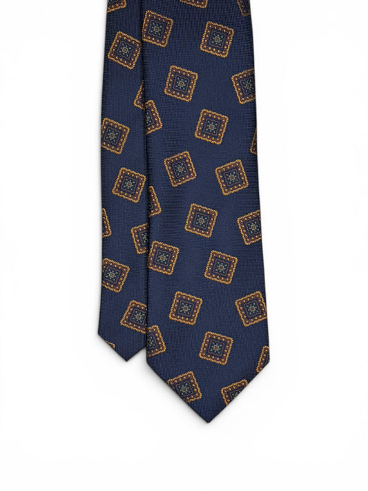 Navy Mosaic Square Tie