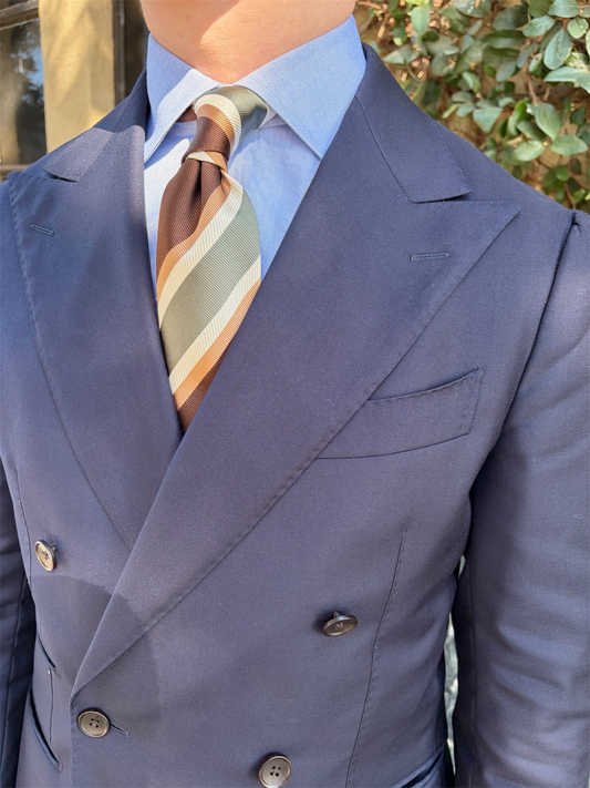 Brown Multi-Stripe Regimental Silk Tie
