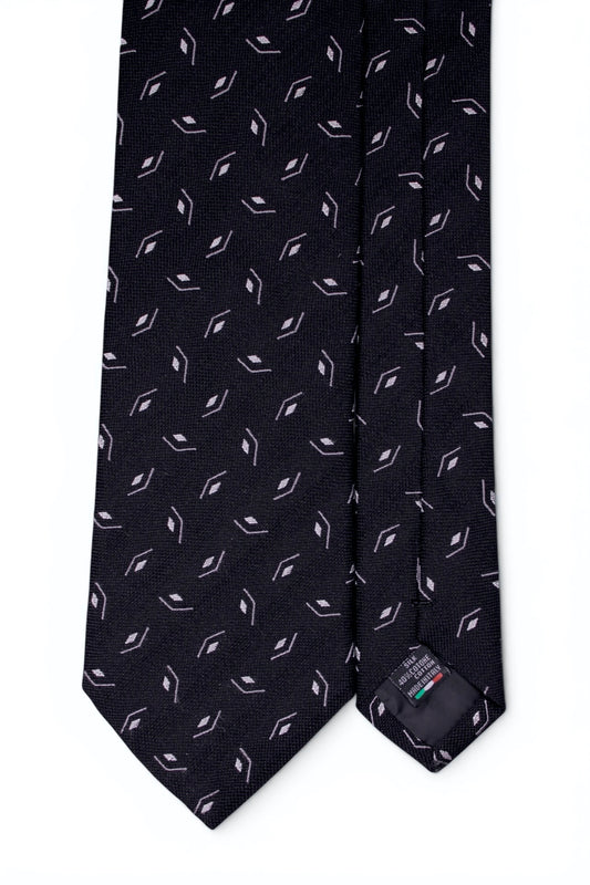 Black Micro-Motif Silk Tie
