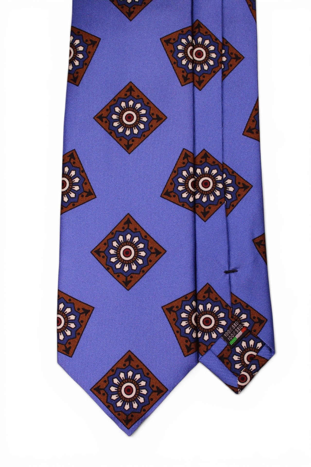 Blue Large Medallion Silk Tie