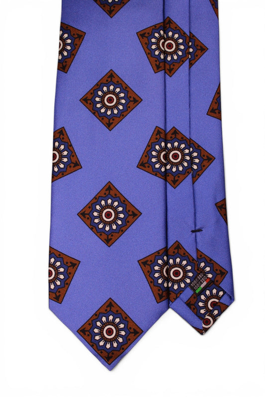 Blue Large Medallion Silk Tie