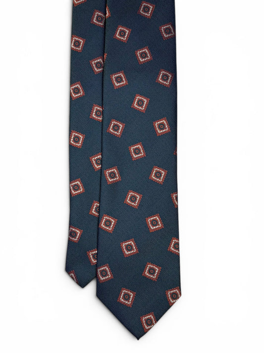 Blue-Teal Tile Motif Tie
