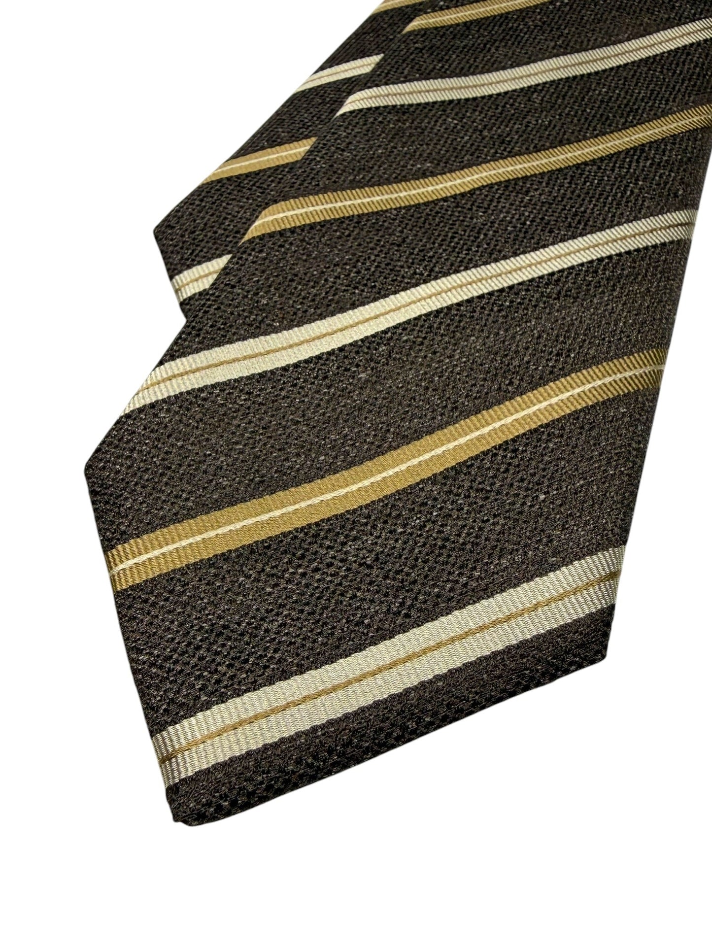 Brown Regimental Stripe Cotton-Silk Tie
