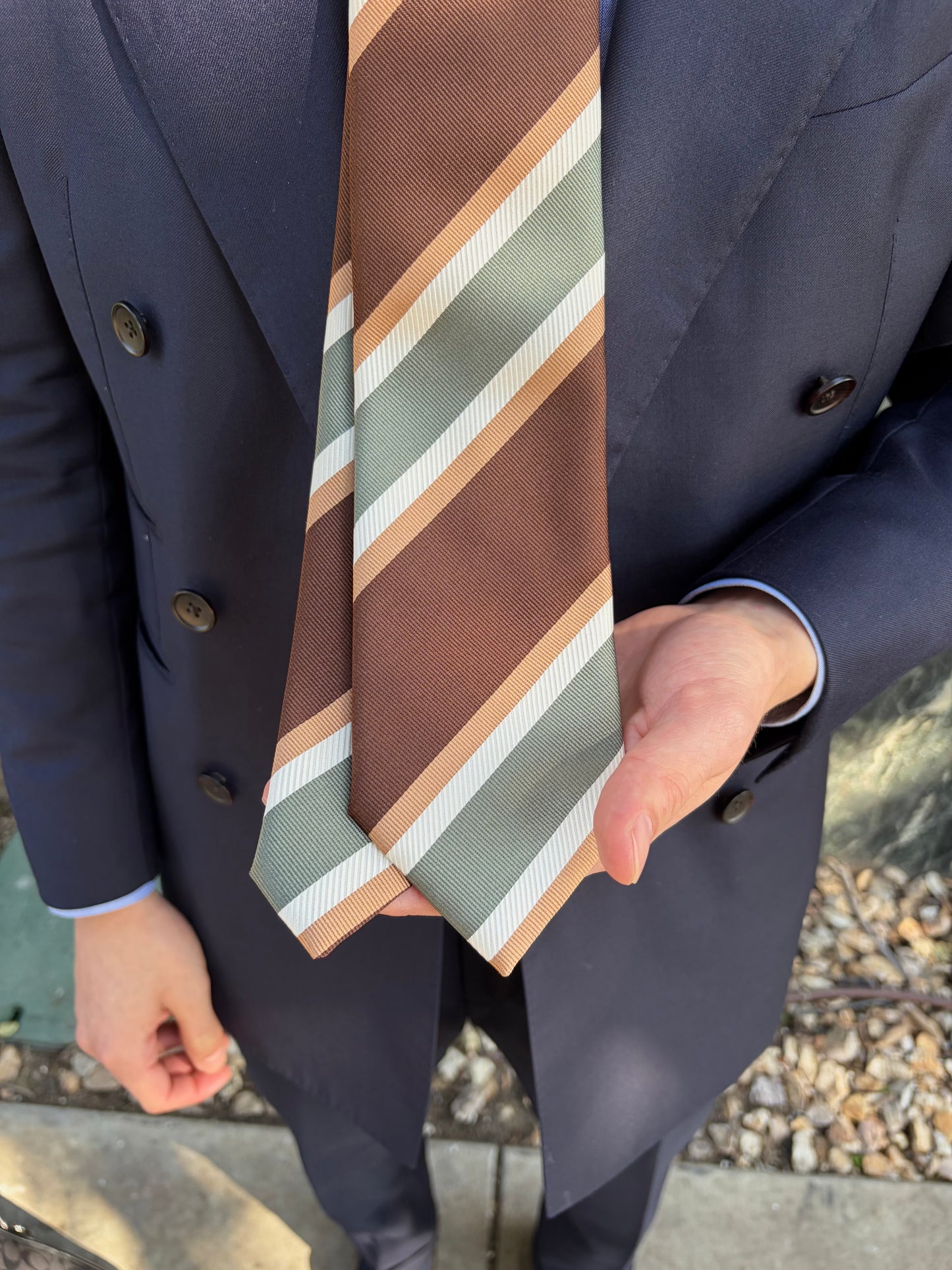 Brown Multi-Stripe Regimental Silk Tie