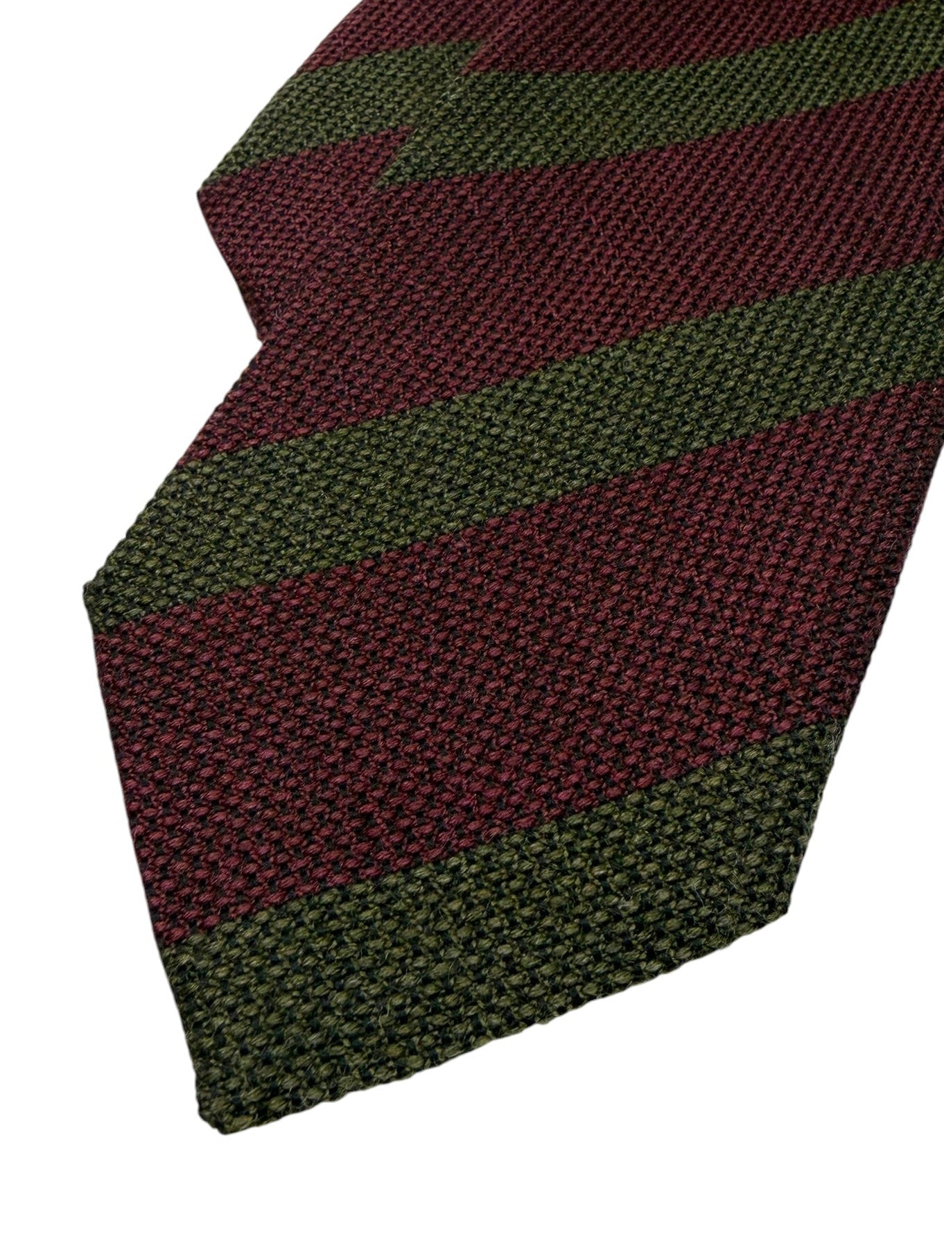 Burgundy & Olive Block Stripe Silk Tie