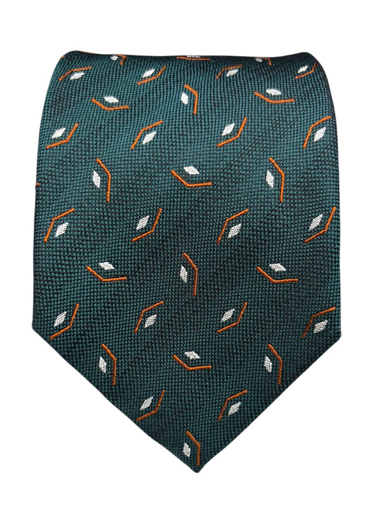 Dark Green Micro-Motif Silk Tie