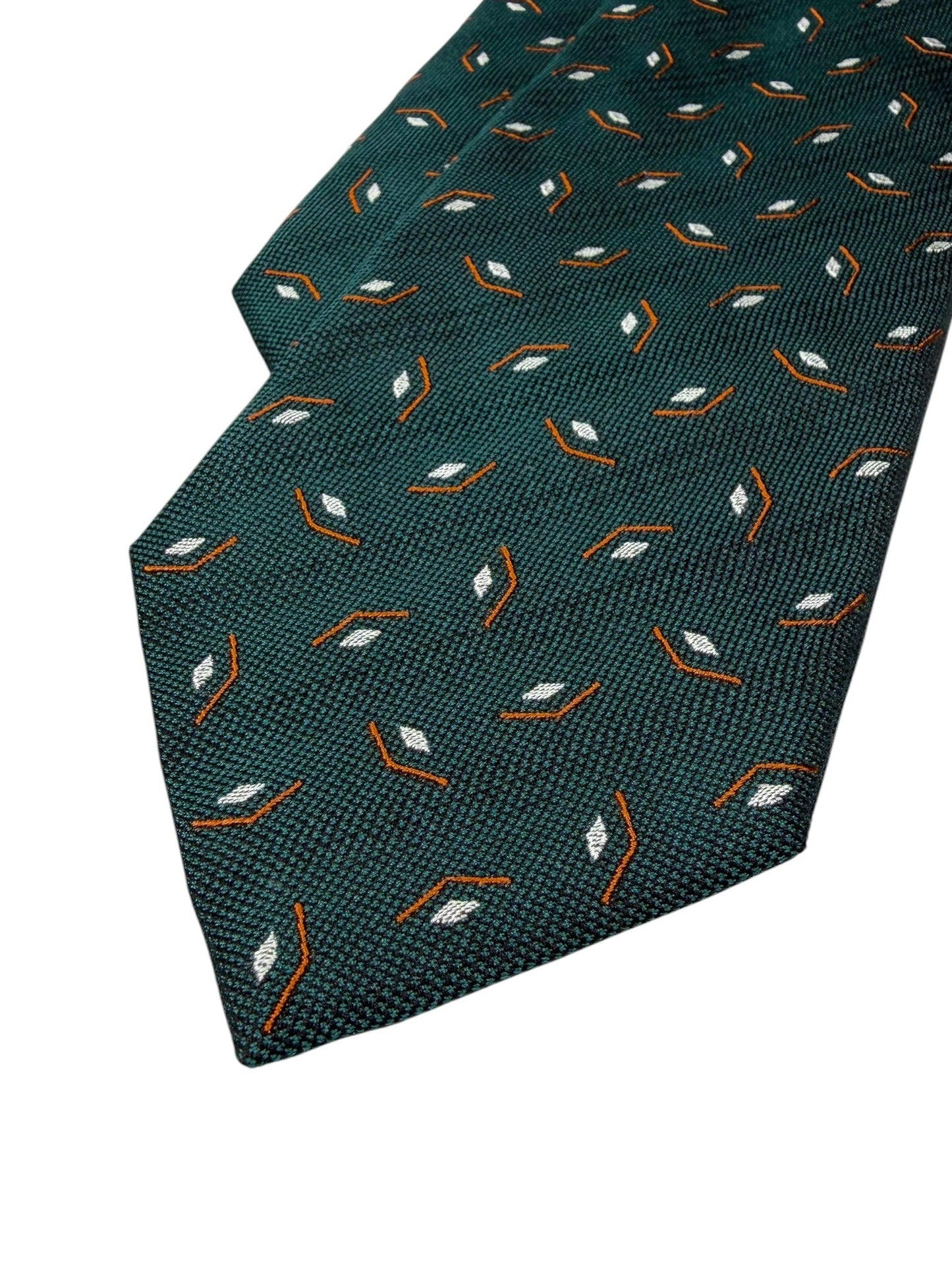 Dark Green Micro-Motif Silk Tie