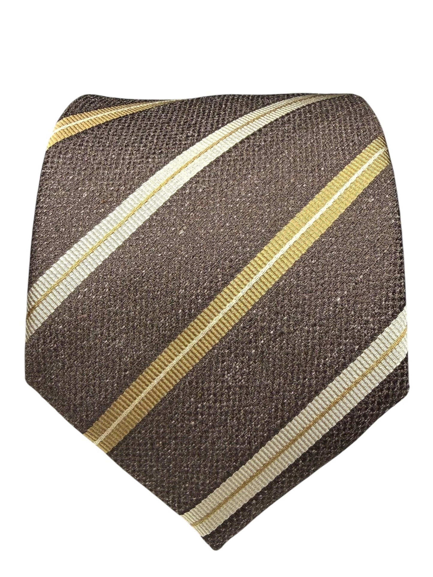 Brown Regimental Stripe Cotton-Silk Tie