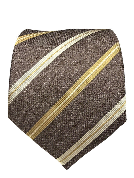 Brown Regimental Stripe Cotton-Silk Tie