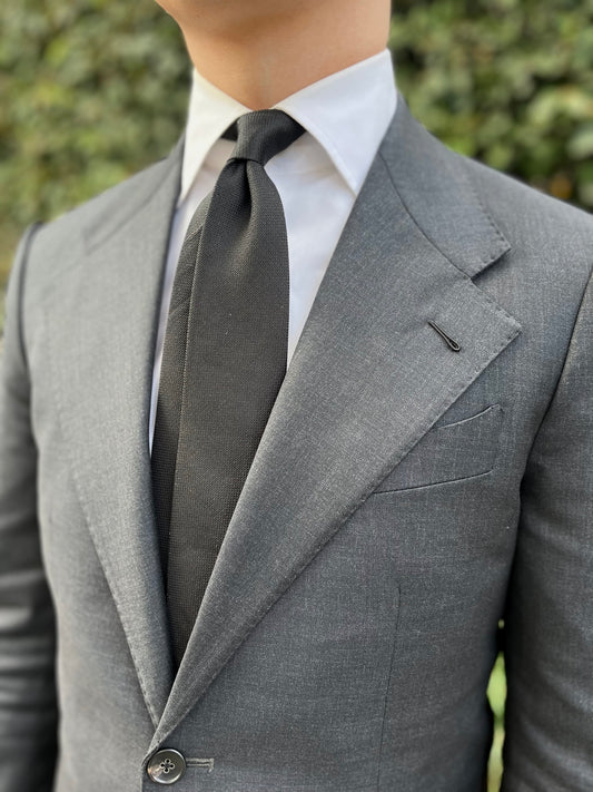 Solid Black Silk Tie