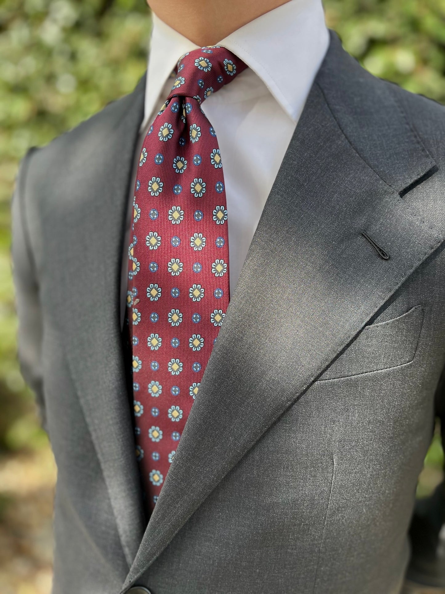 Crimson Floral Pattern Tie