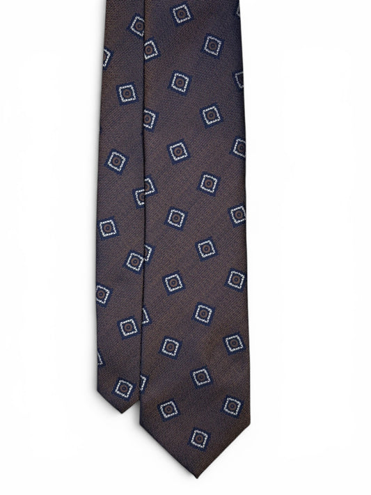Brown Tile Motif Tie