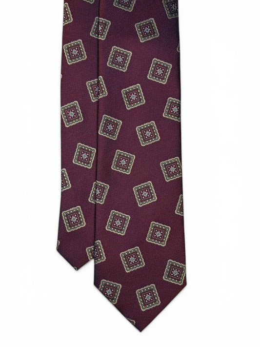 Burgundy Mosaic Square Tie