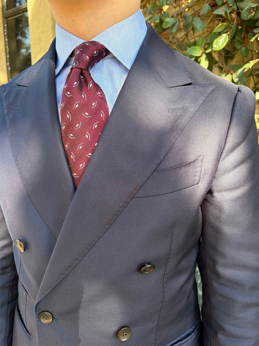 Bordeaux Micro-Motif Silk Tie