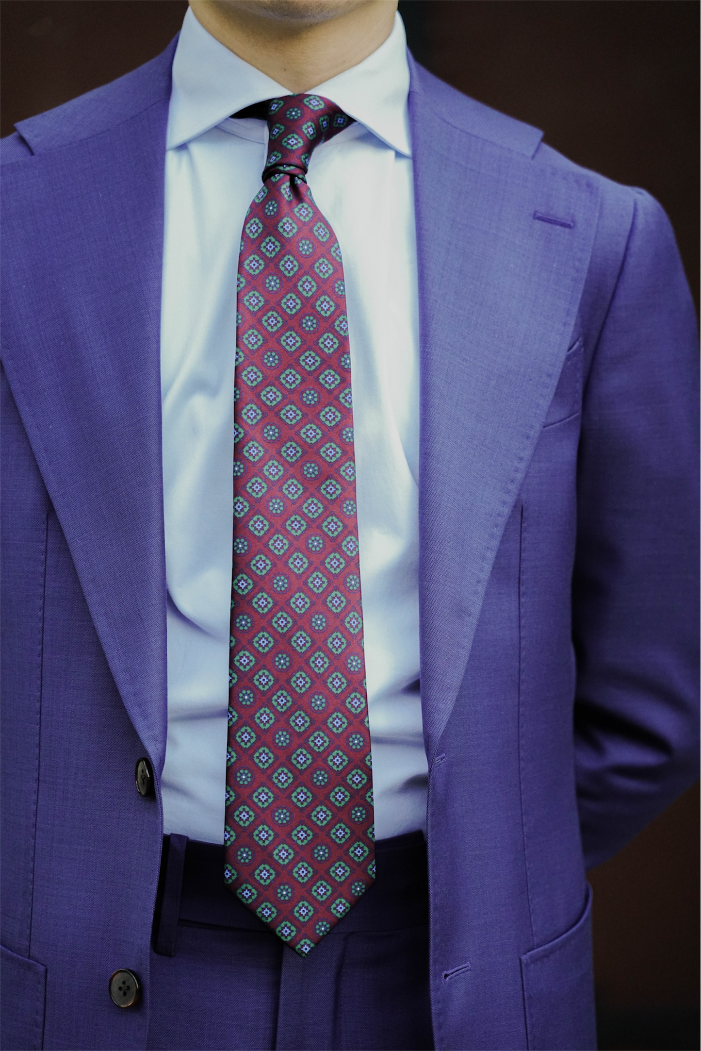 Brick Red Geometric Silk Tie