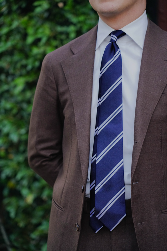 Navy & Grey Stripe Silk Tie