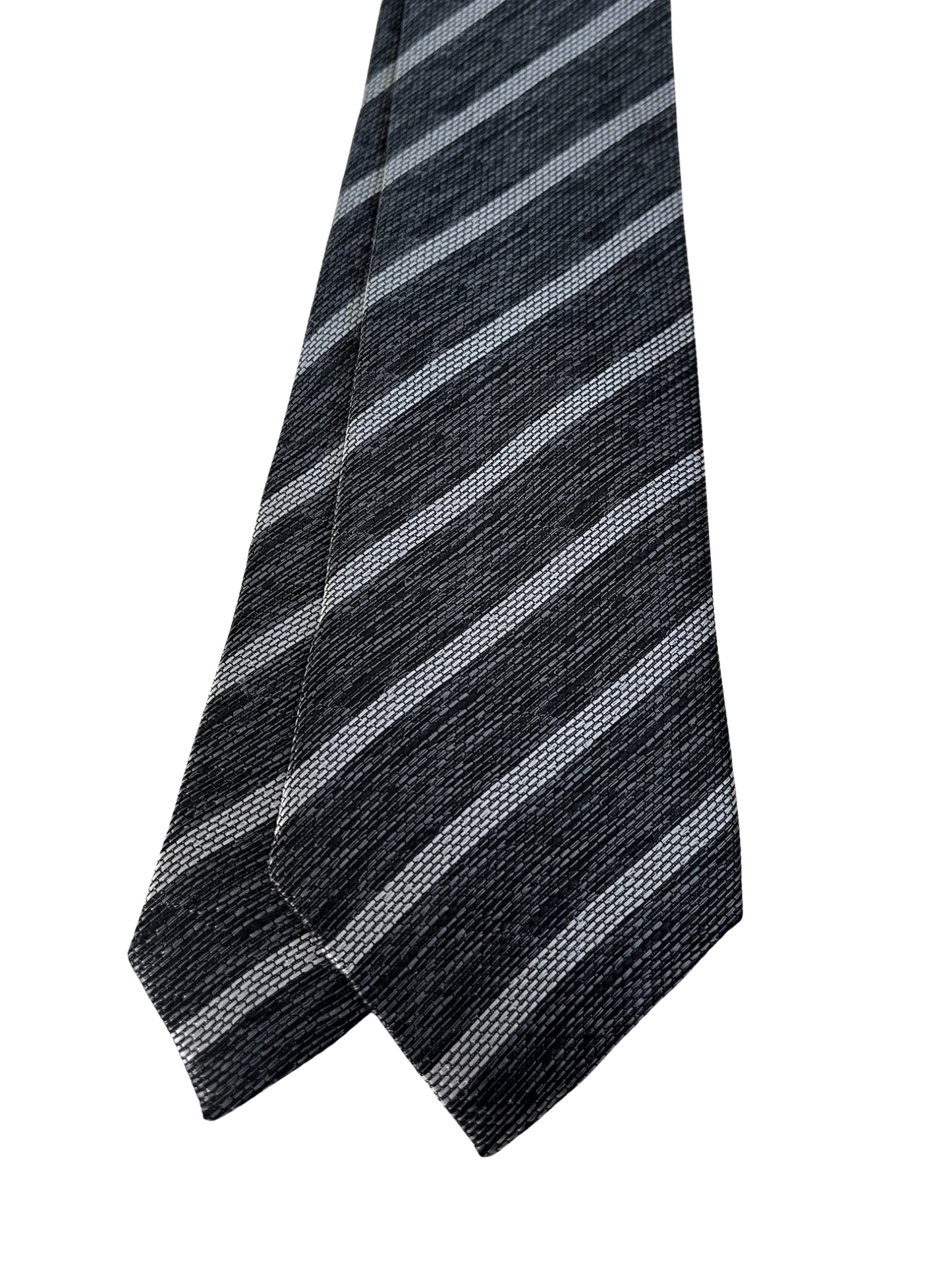 Grey Textured Stripe Tie