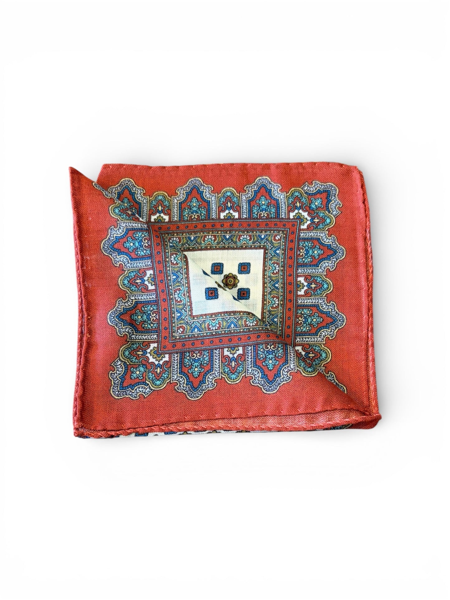Coral Medallion Silk Pocket Square